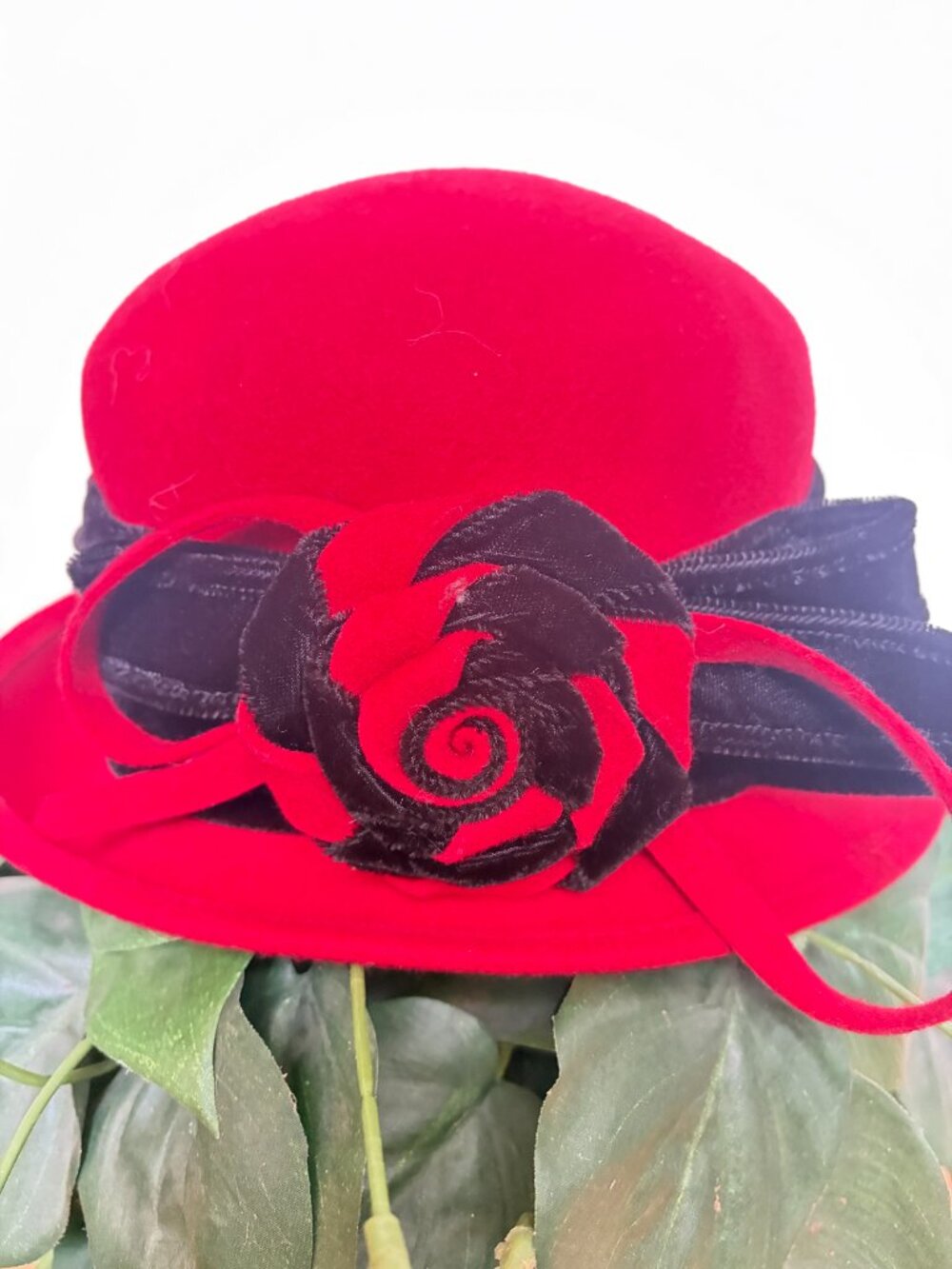Galliano Sorbatti Red Rose Wool Hat Vintage Made in Italy - Picture 7 of 9